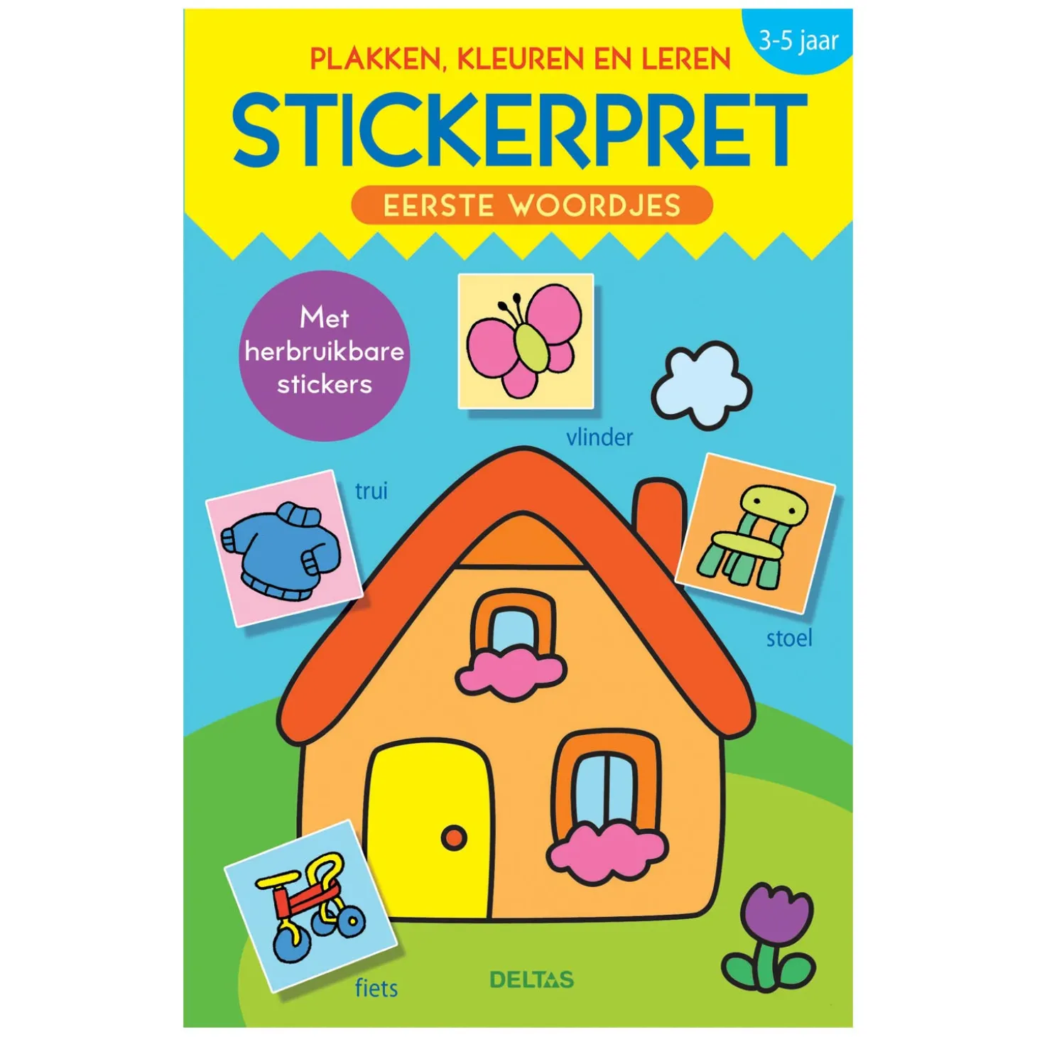 Stickerpret Eerste Woordjes Plakken, Kleuren en Leren (3-5j)