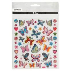 Stickers Bloemen en Vlinders, 1 Vel