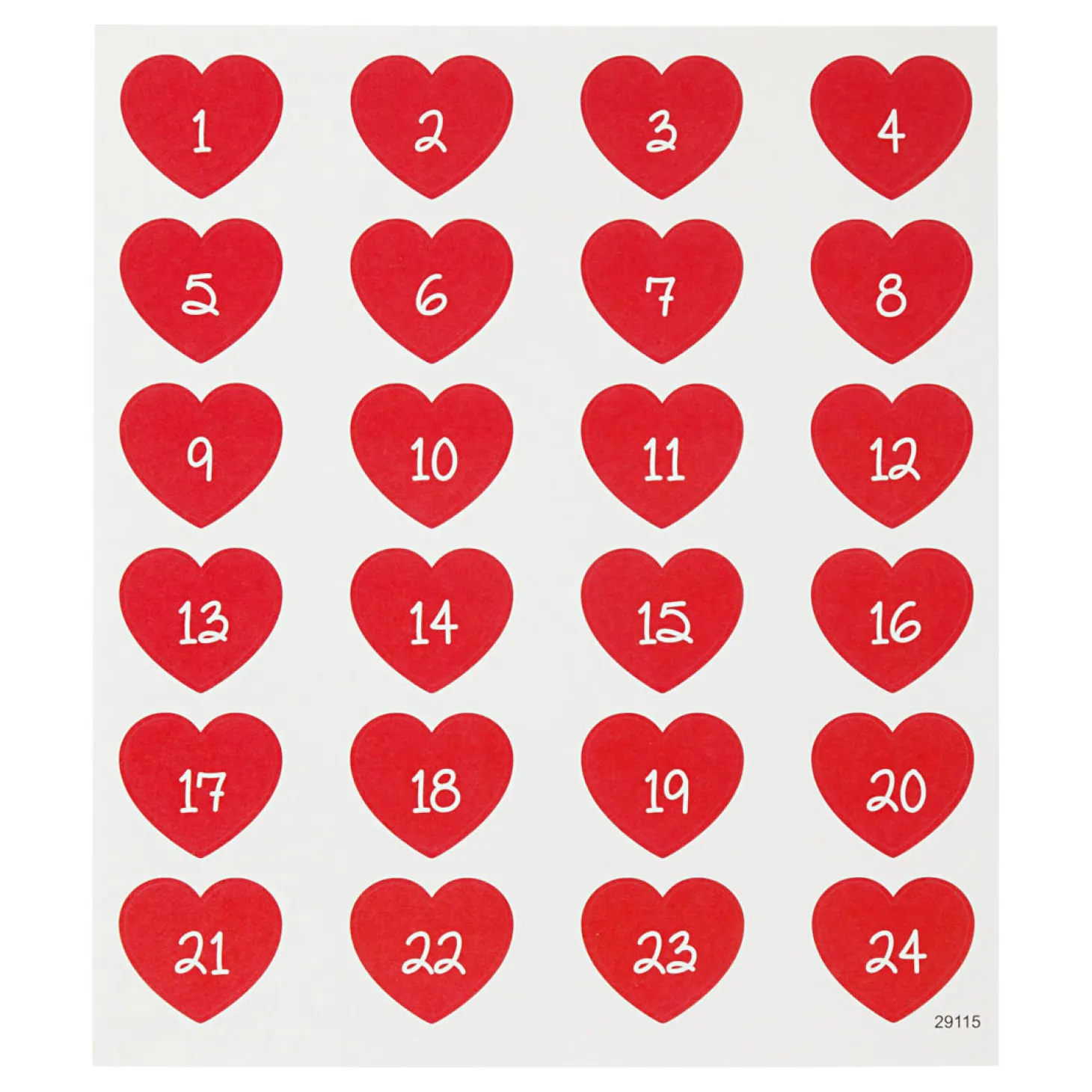 Stickers Hart met Cijfer, 1 Vel