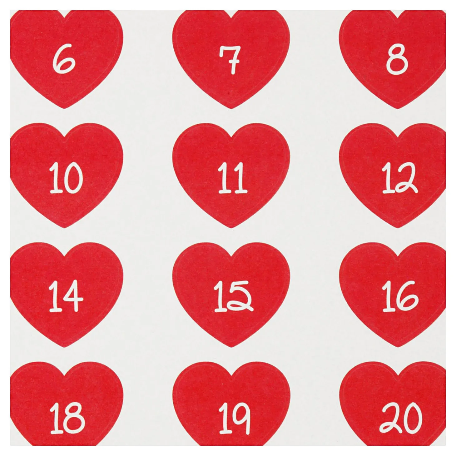 Stickers Hart met Cijfer, 1 Vel