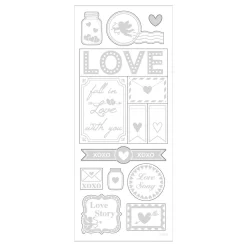 Stickers Zilver Love, 1 Vel