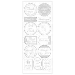 Stickers Zilver Thank You, 1 Vel