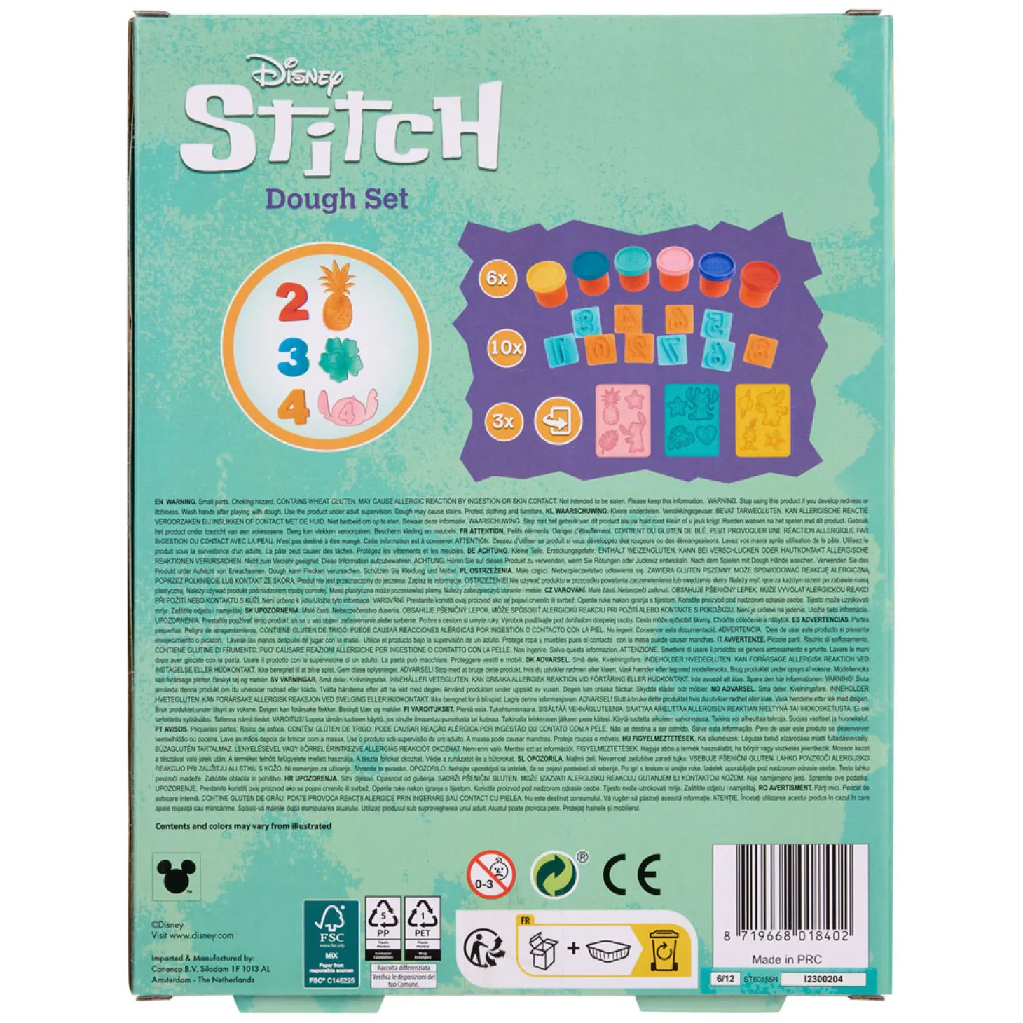 Stitch Kleiset met Cijfers - 6 Kleipotjes