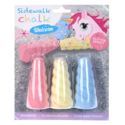 Stoepkrijt Glitter Eenhoorn, 3st.