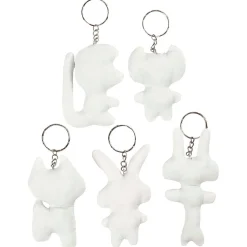 Stoffen Dieren Sleutelhanger, 5st.