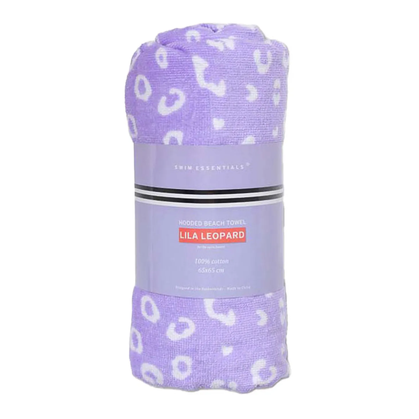 Swim Essentials - Lila Leopard Strandlaken/poncho, 65x65cm