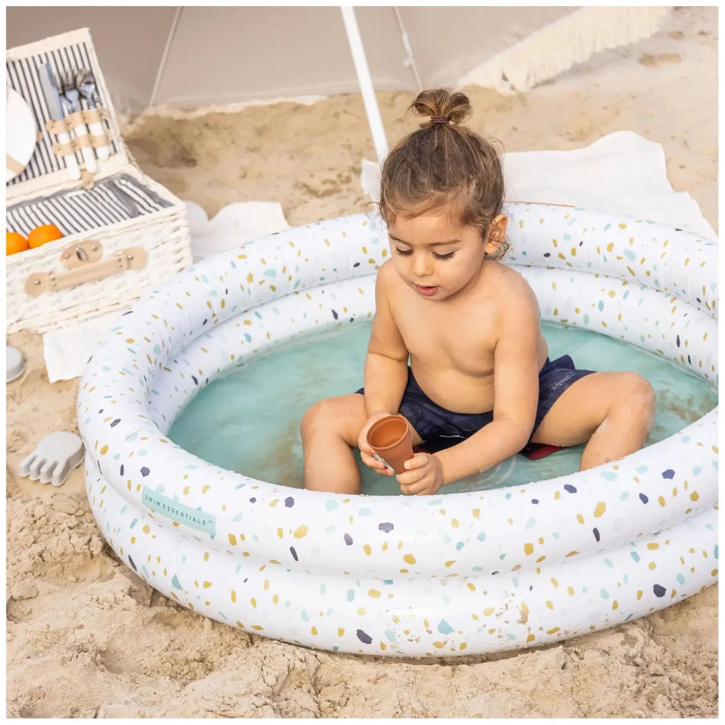 Swim Essentials Baby Zwembad Terrazzo Wit, 100cm