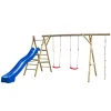 Swingking Houten Schommel met Glijbaan/Klimtouw Noortje - Blauw