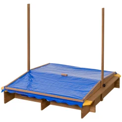 Swingking Houten Zandbak met Waterbakken en Afdekzeil