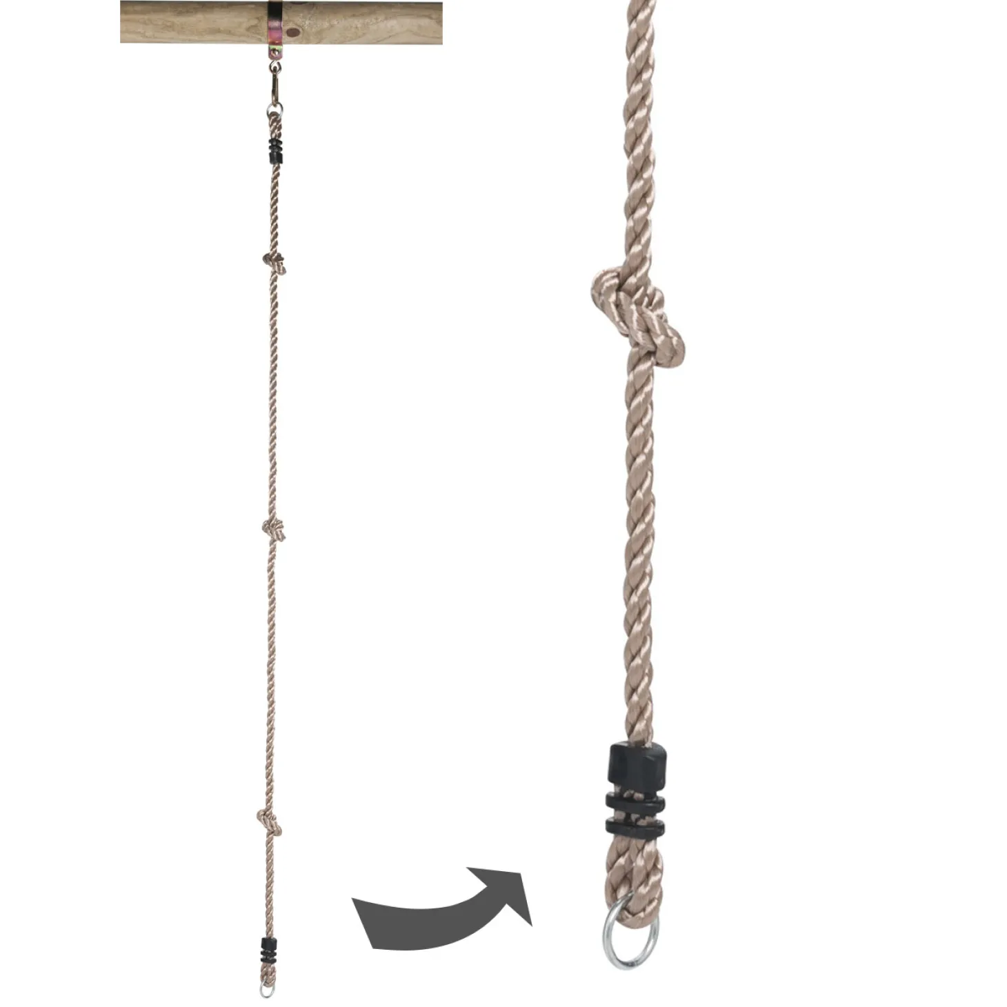 Swingking Klimtouw met 2 Ringen, 190cm
