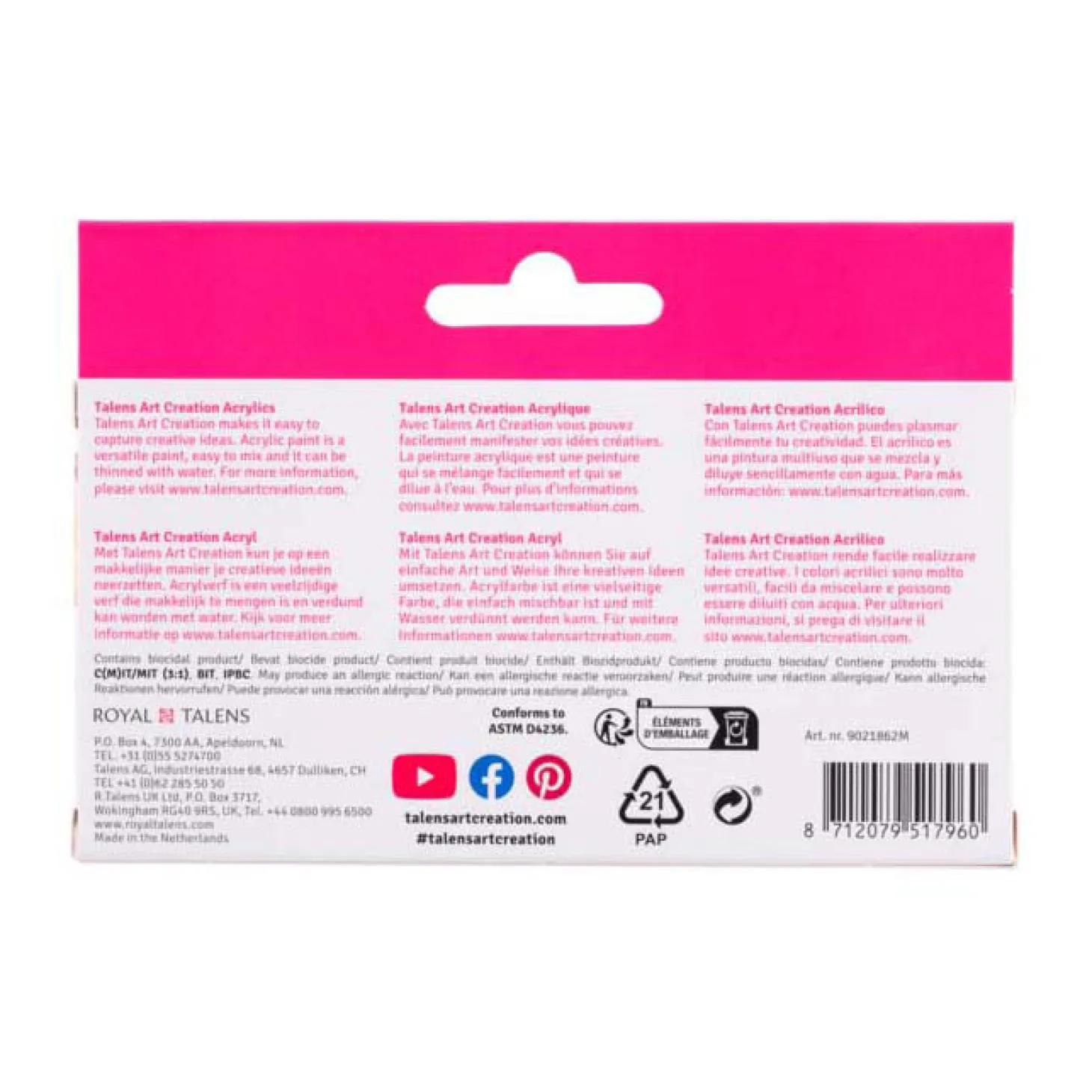 Talens Art Creation Acrylverf Set Pastel, 6x12ml