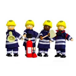 Tidlo Houten Poppenhuis Poppen Brandweermannen, 4st.