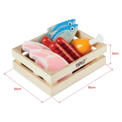 Tidlo Houten Speeleten Vlees en Vis in Kist, 8dlg.