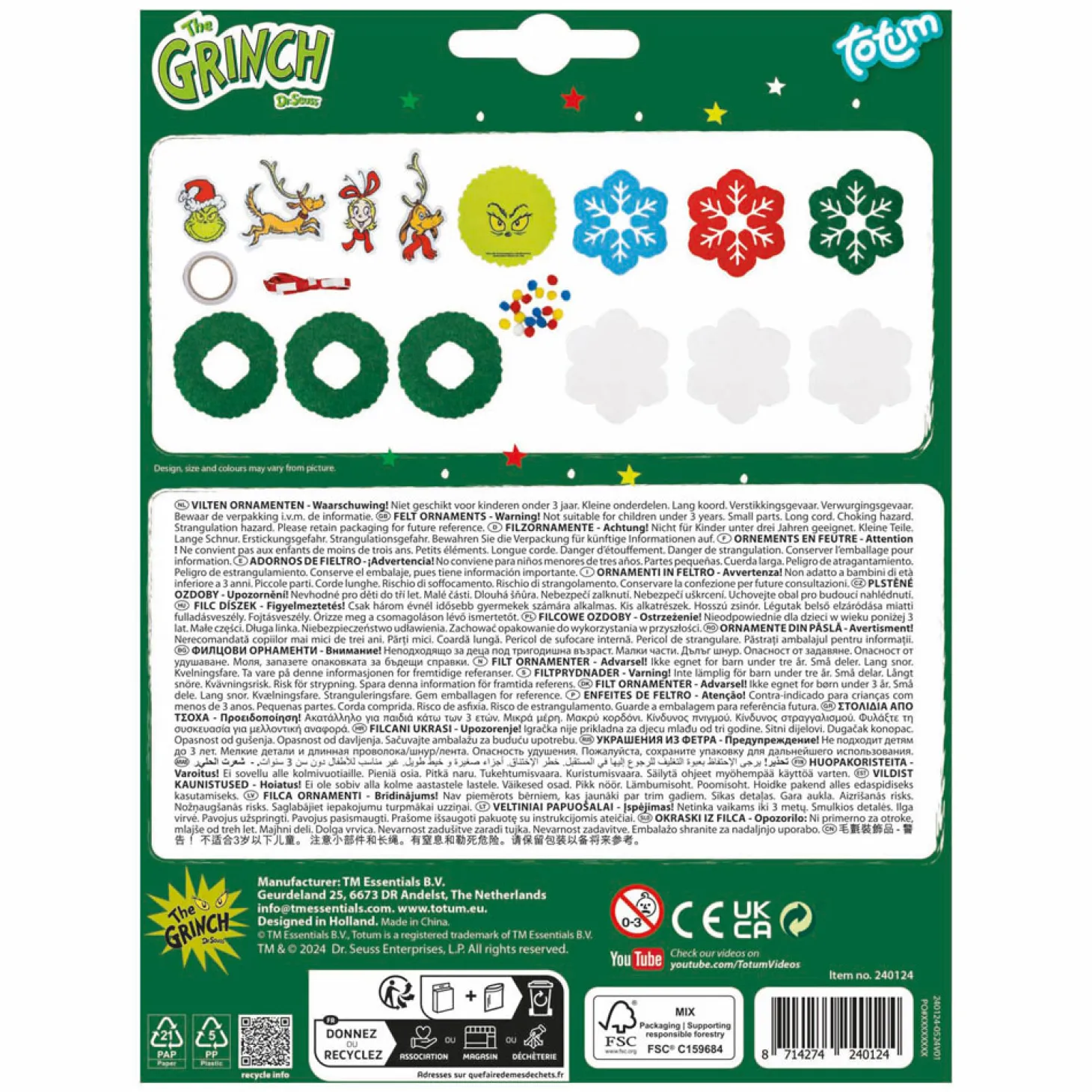 Totum Ornamenten Vilt Grinch