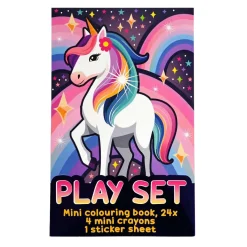 Traktatiesetje - Kleurboekje, Waskrijtjes en Stickervel - Eenhoorn