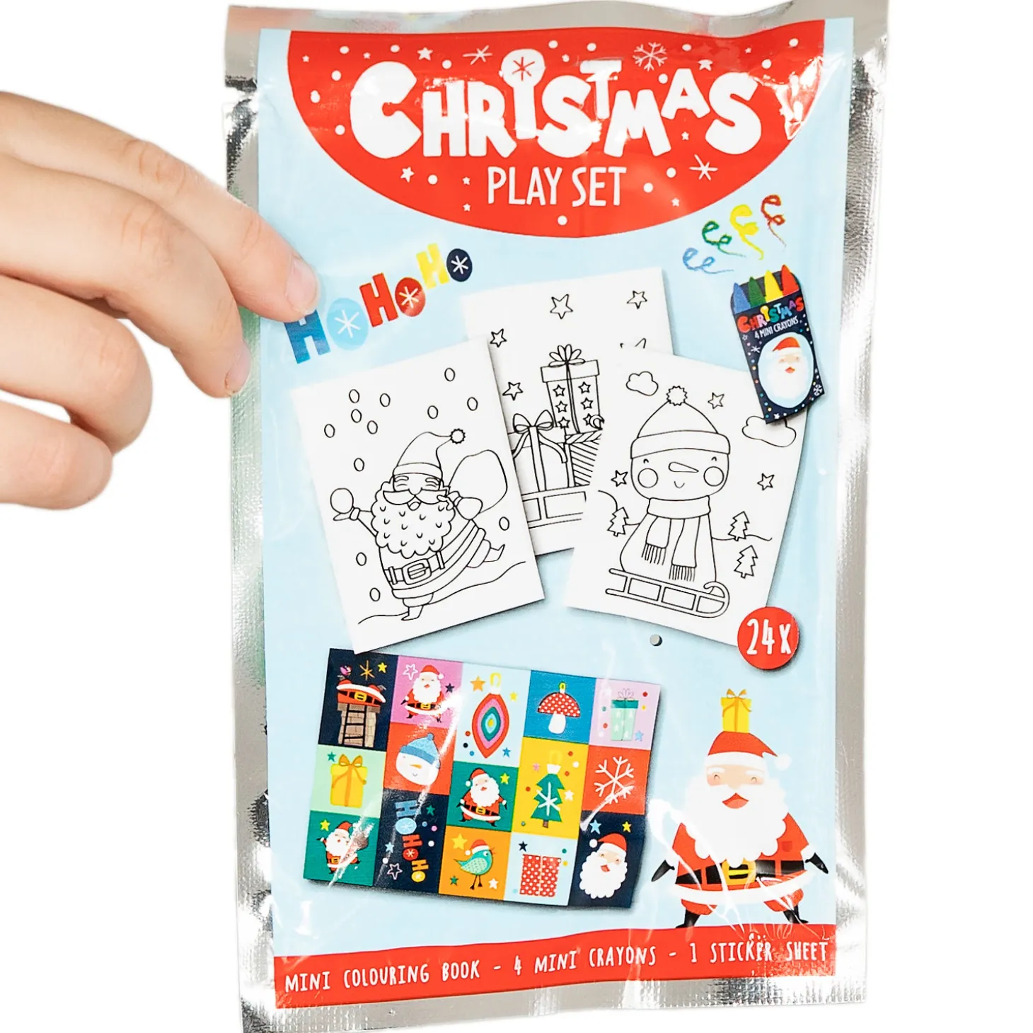 Traktatiesetje: Kleurboekje, Waskrijtjes & Stickervel - Kerst