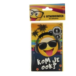 Uitnodigingen Emoji Tropical DJ, 6st.