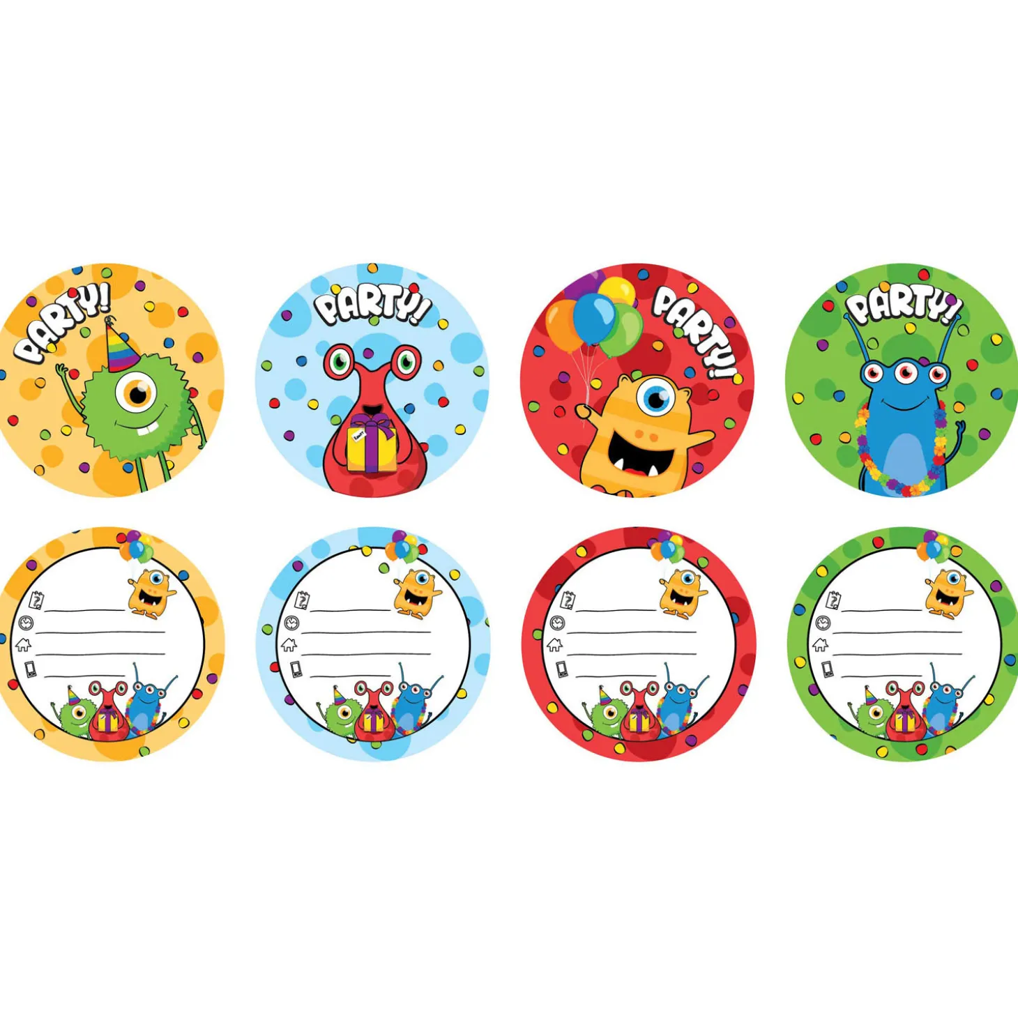 Uitnodigingen Monster Party, 6st.
