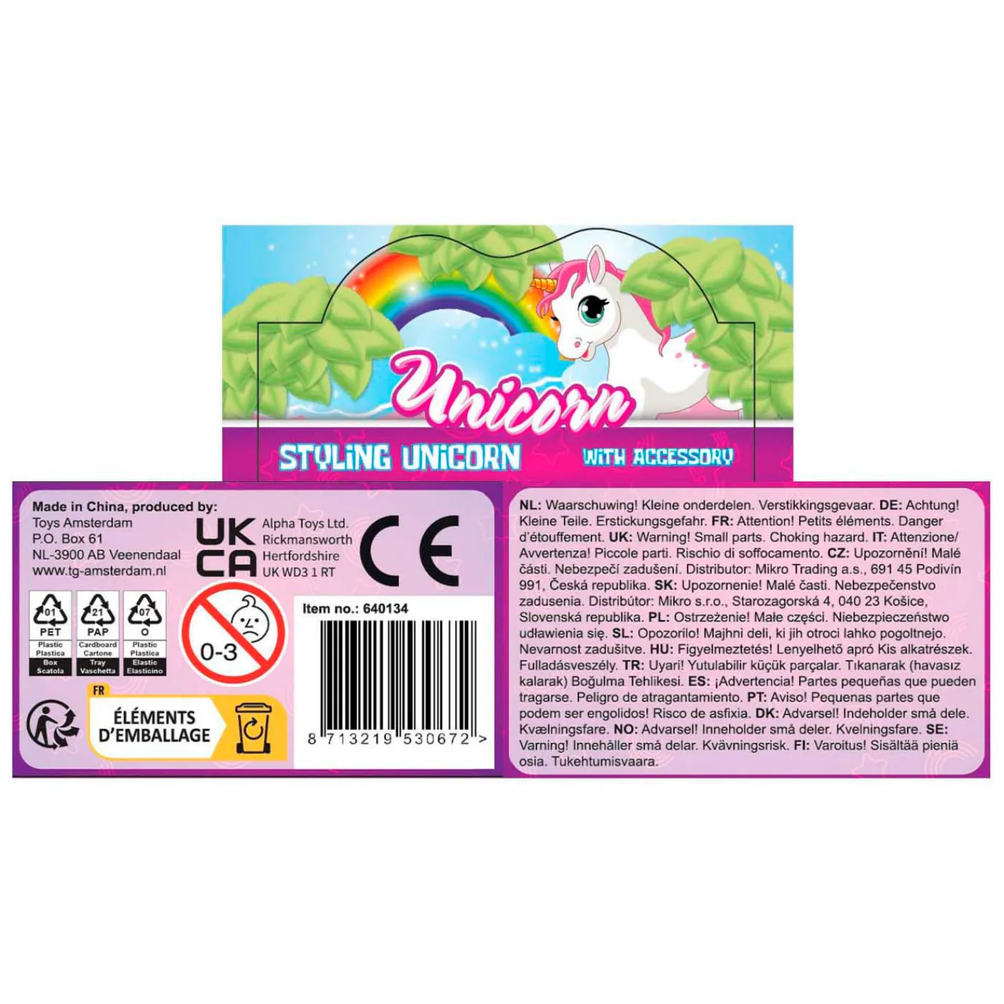 Unicorn Figuur met Haar en Draaibaar Hoofd met Accessoires, 9cm