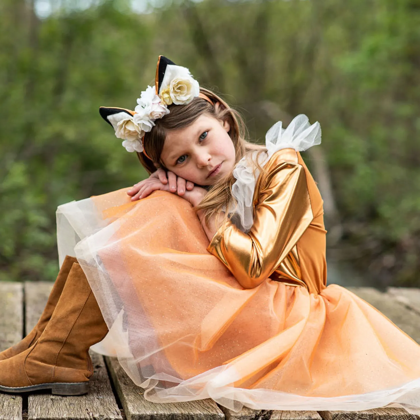 Verkleedjurk en Haarstuk Vos, 3-4 jaar