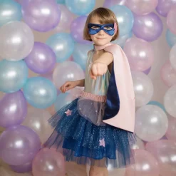 Verkleedset Super-Duper Heldin Roze/Marineblauw, 7-8 jaar