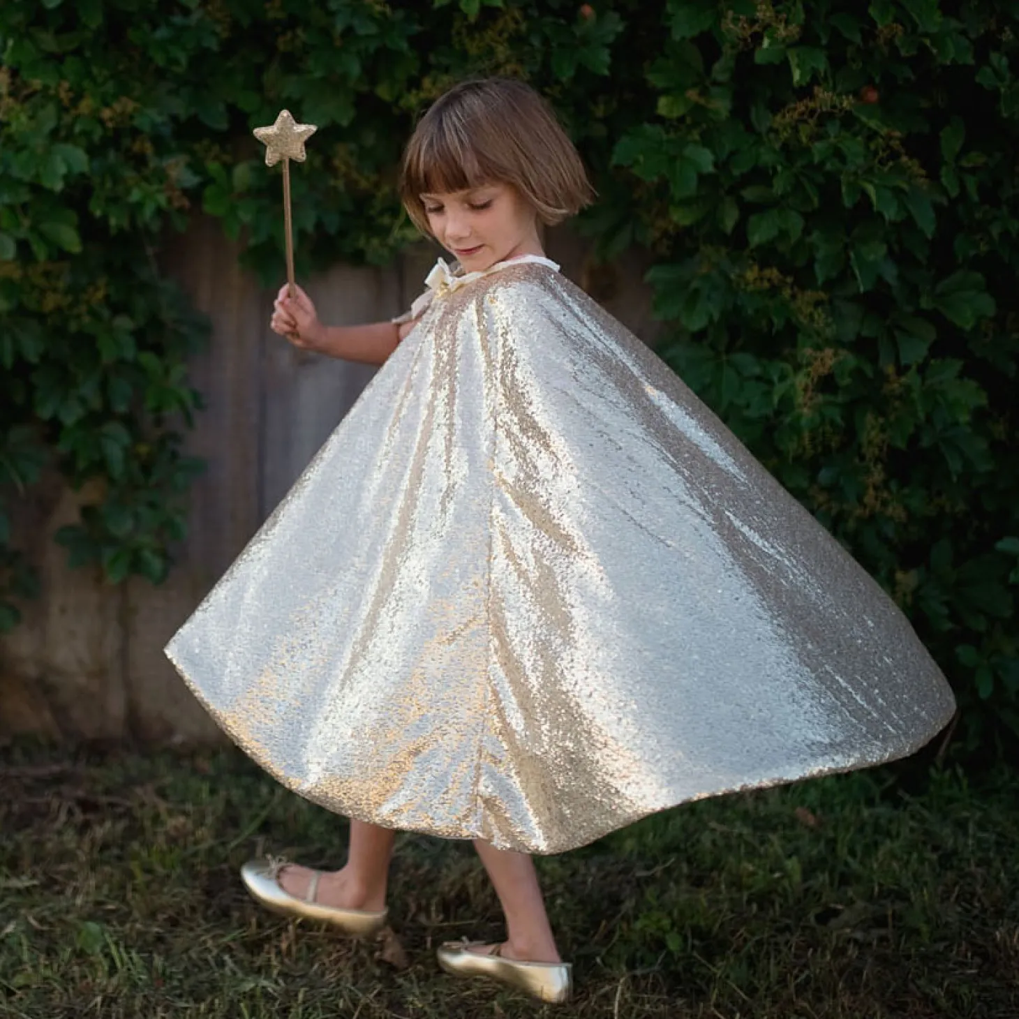 Verkleedset Vlinder Goud met Staf, 4-6 jaar