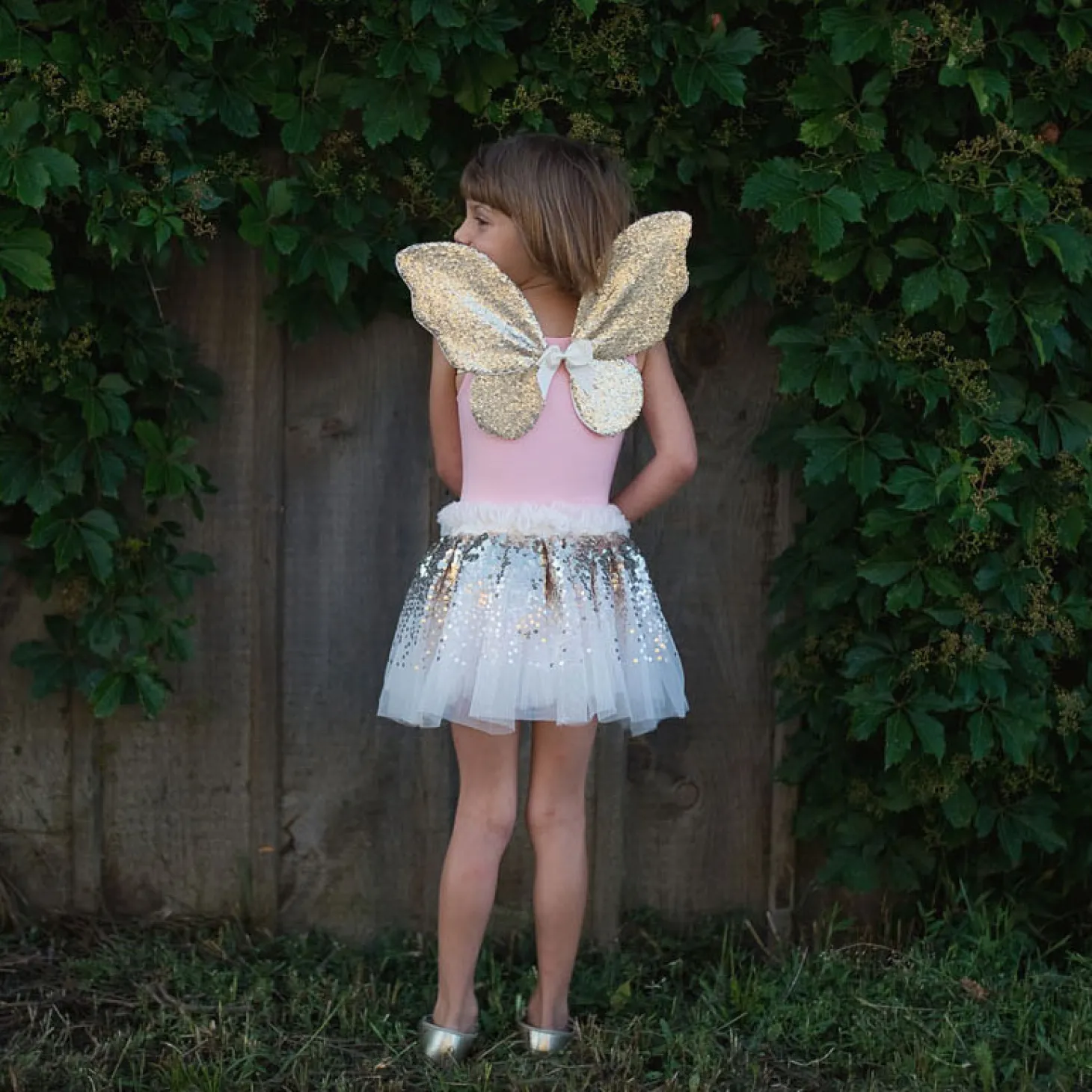 Verkleedset Vlinder Goud met Staf, 4-6 jaar