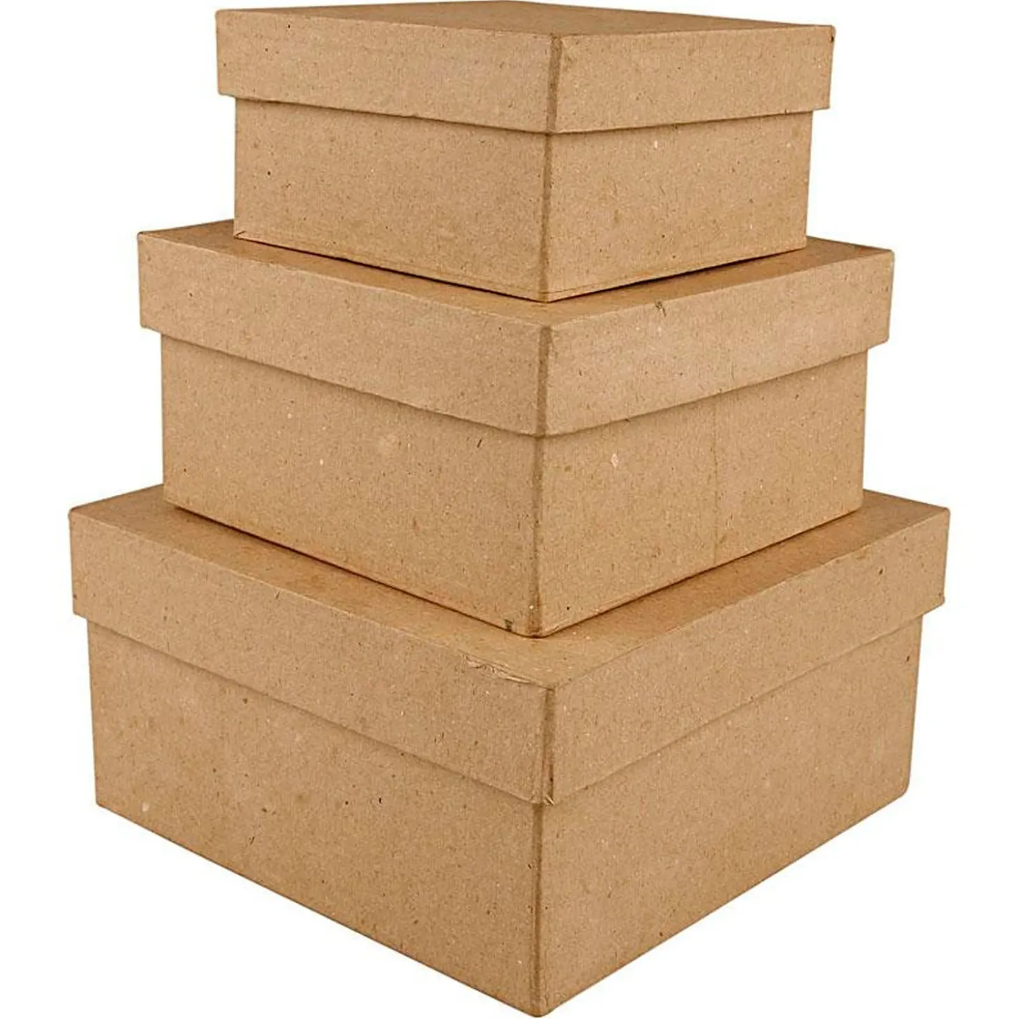 Vierkante Doosjes Papier-maché, 3st.