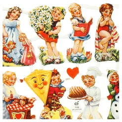 Vintage Plaatjes Nostalgische Kinderen, 2 Vellen