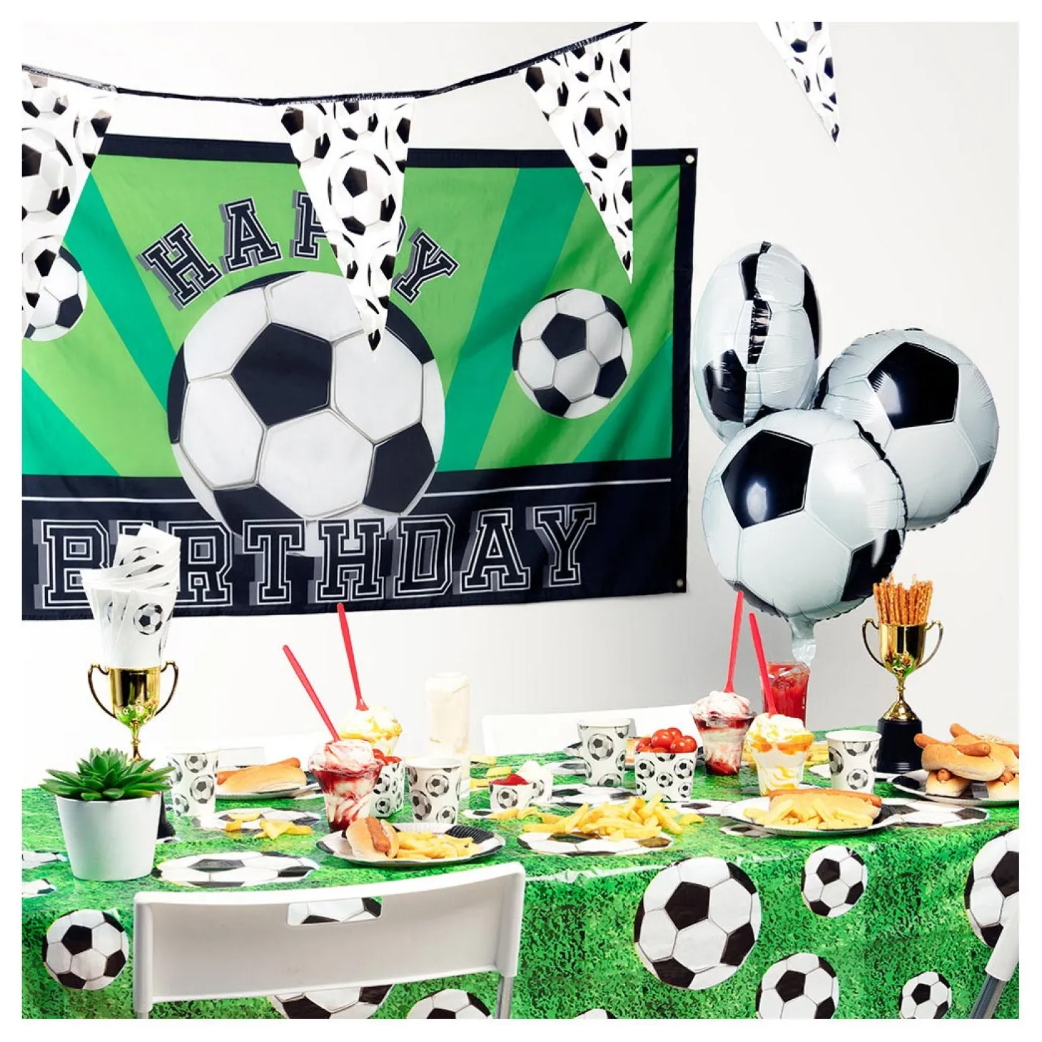 Vlaggenlijn Voetbal Puntvlaggen, 6mtr.