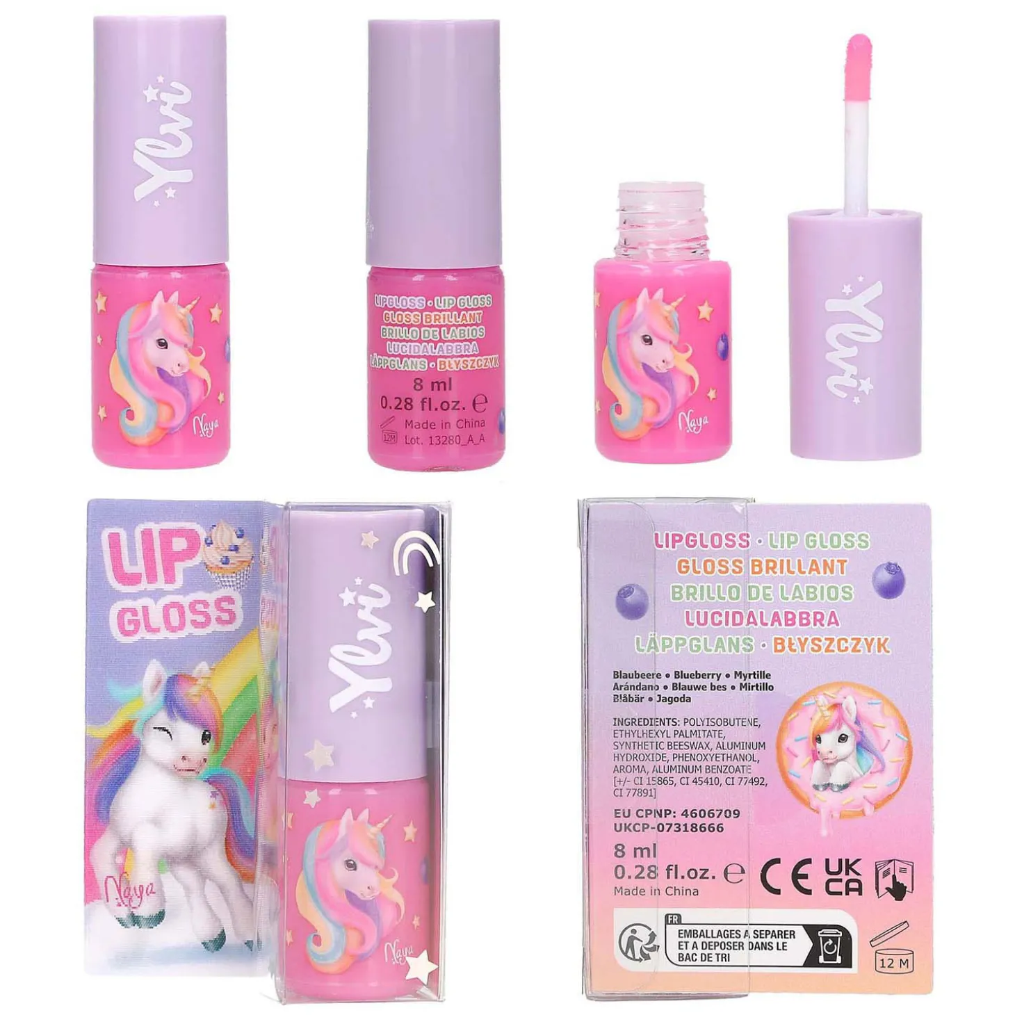 Ylvi Lipgloss Roze en Geur van Blauw Bessen