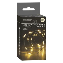 Zilverdraad 40Led Warm White, 195cm
